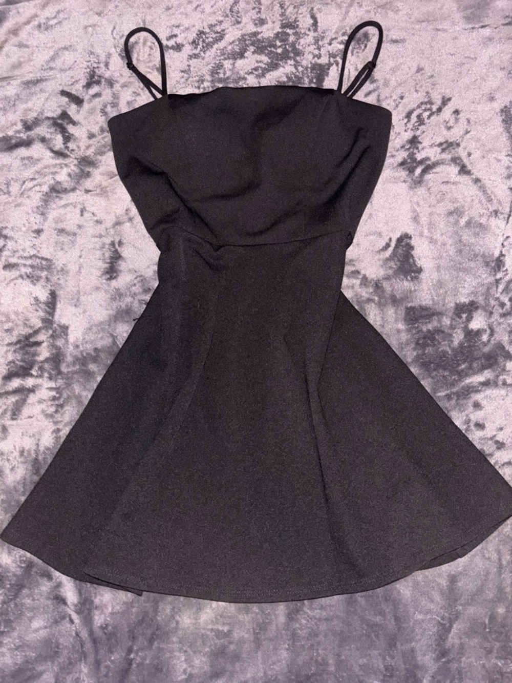 B. Smart Black Fit-and-Flare Mini Dress with Spaghetti Straps